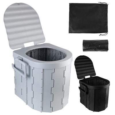 Reise-Eimer-Toilettensitz Starke Tragfähigkeit Auto Falttoiletten Notfalltoilette Tragbare Campingtoilette Falttoilette mit Deckel Faltbar Waschbar
