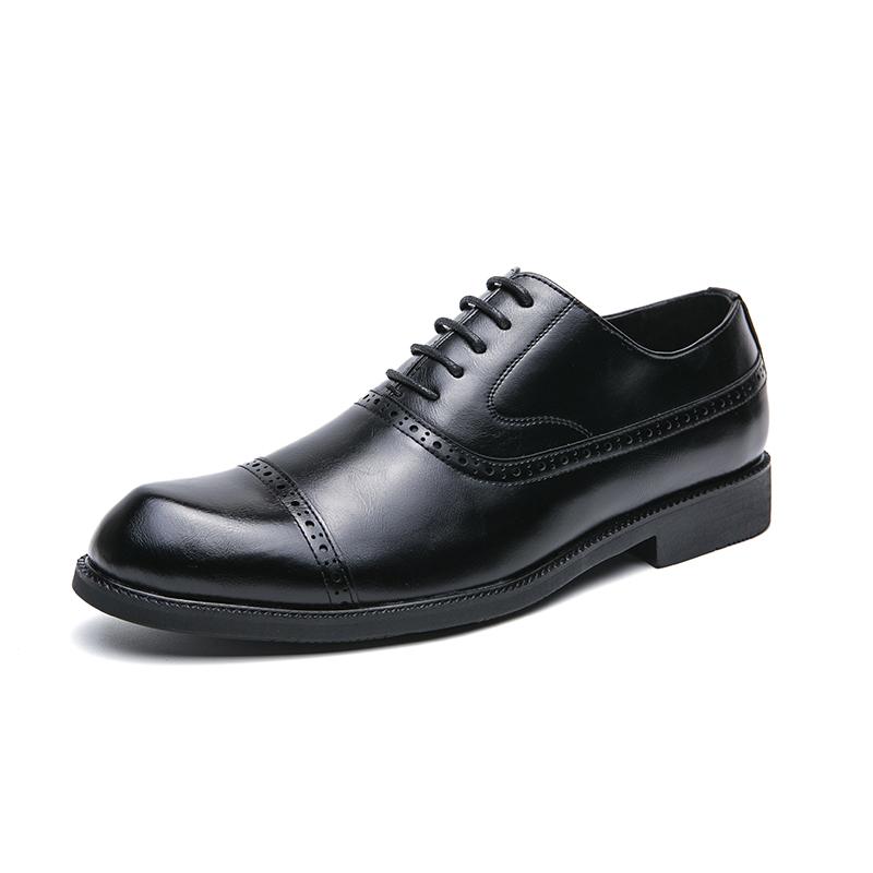 Fashion 2025 Genuine Leather Mens Formal Shoes British Style Classic Whole Cut Oxfords Lace-up Pointed Toe Business Party Dress Shoes