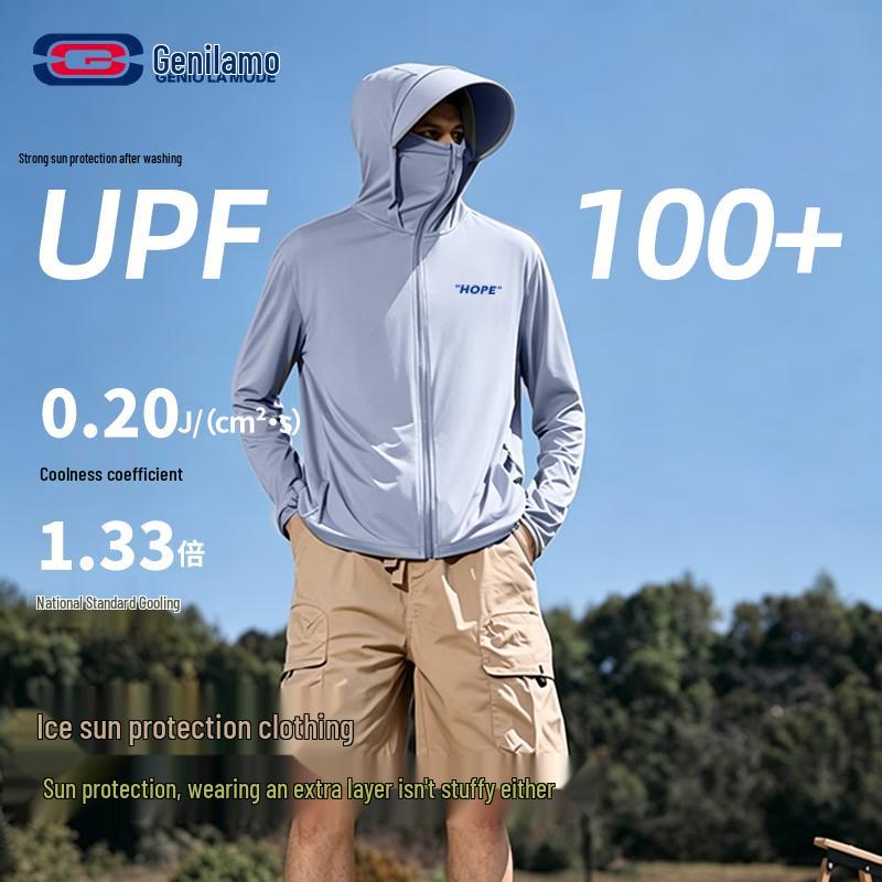 

GENIOLAMODE Men s UPF100+ Hooded Sun Protection Jacket 2XL