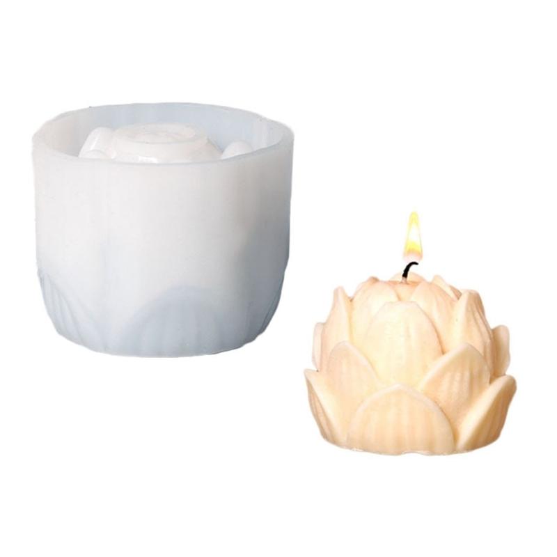 

Aromatherapy Candle Silicone Mold 3D Lotus Flower Shape Soap Mould DIY Handmade Soap Model Plaster Mold Decoration 1