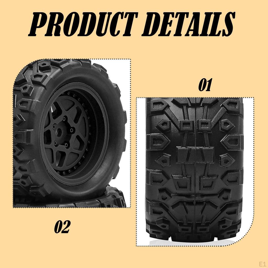 4 Pieces 1/18 RC Car Tires, 2.8 Inch Diameter, with 5 Star, Easy to Install Accessories,