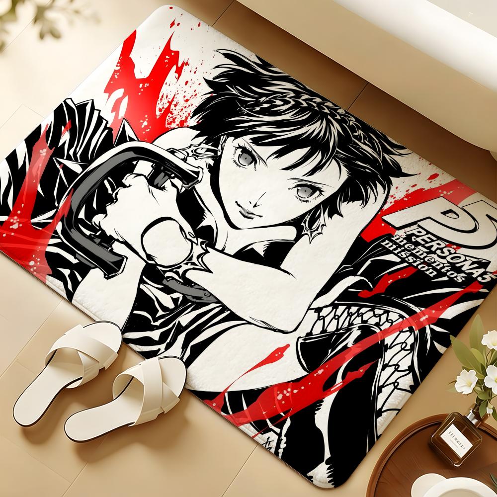 P-Persona Anime Floor Mat Soft Flannel Rug Non-Slip Absorbent Mat For Bathroom Bedroom Home Decor