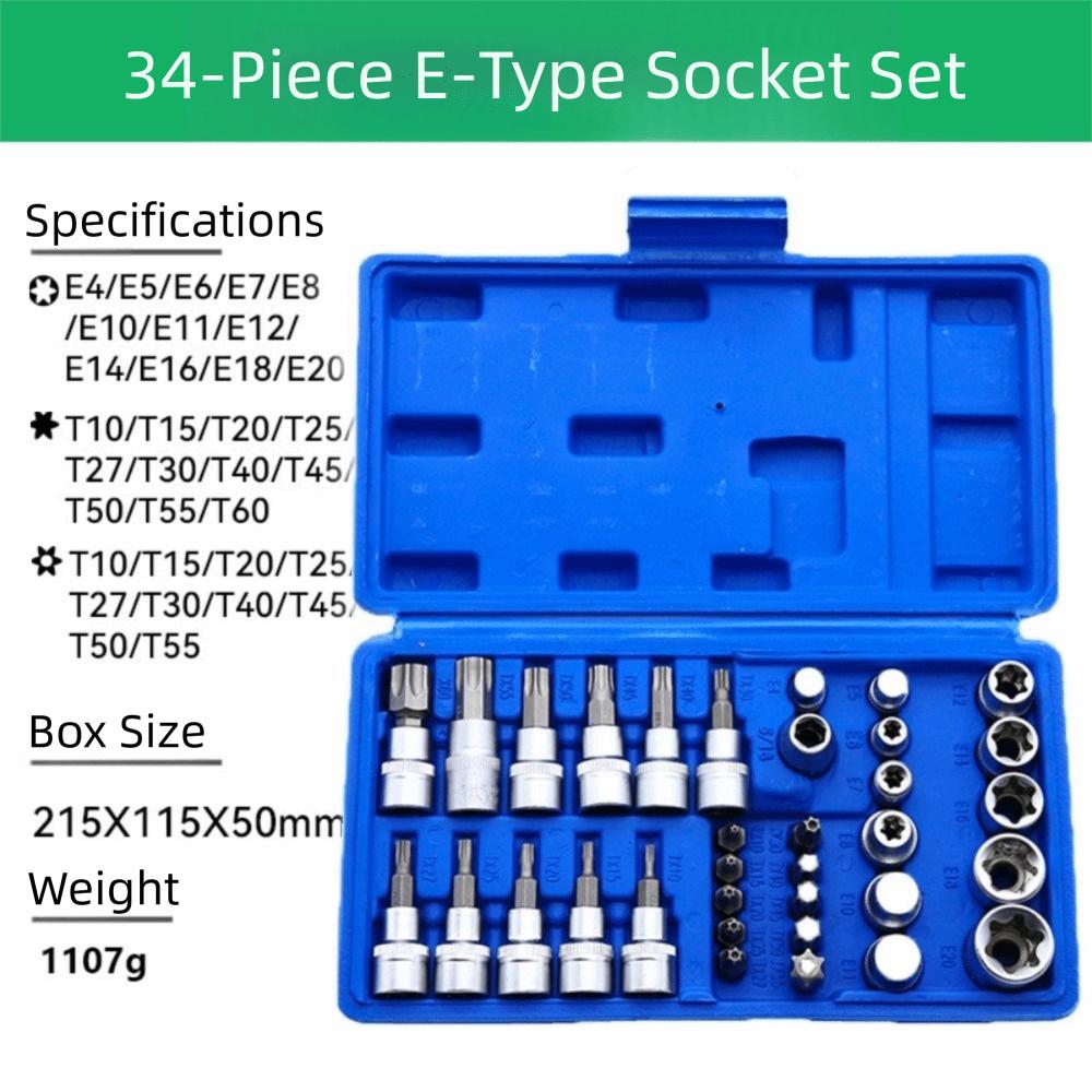3/8" Drive Torx Bit Socket Set 1/2" Drive External Star Bits Set  Automotive Repairs