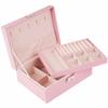 2 Layer Leather Jewelry Organizer with Lock Jewelry Display Case  for Necklace Rings Earrings