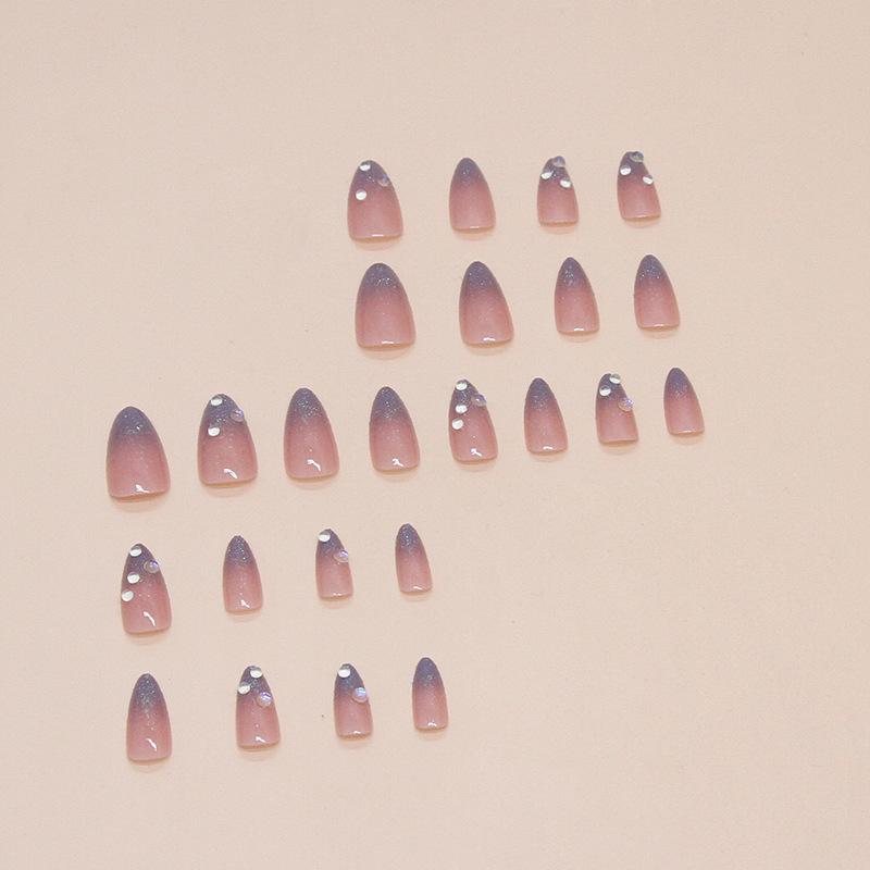 Wearing nail removable piece Nail piece Glitter powder Nail patch Medium length Almond nail 24 pieces
