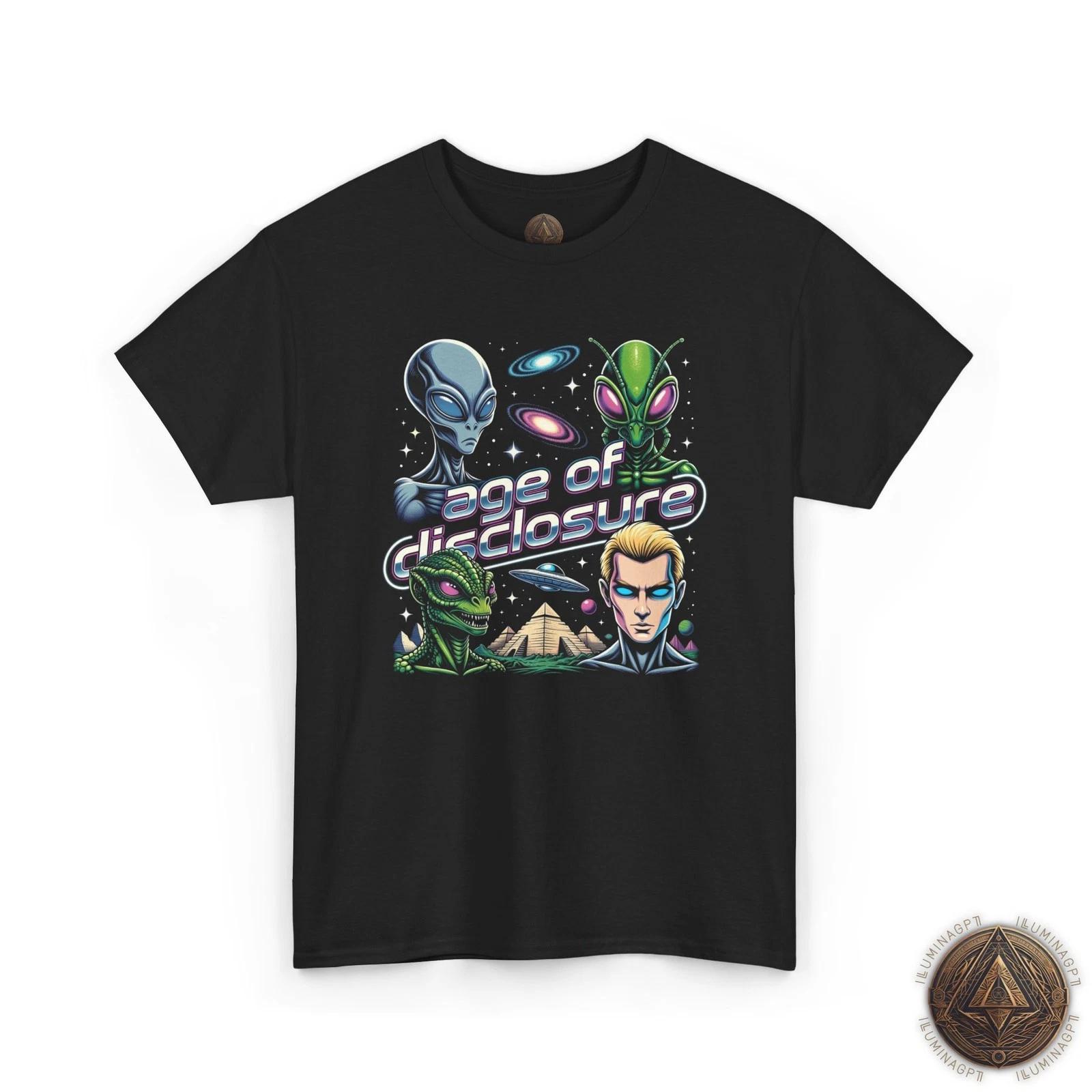 

Age of Disclosure T shirt, Alien Pop Tee, Reptilian Nordic Insect Gray Aliens L