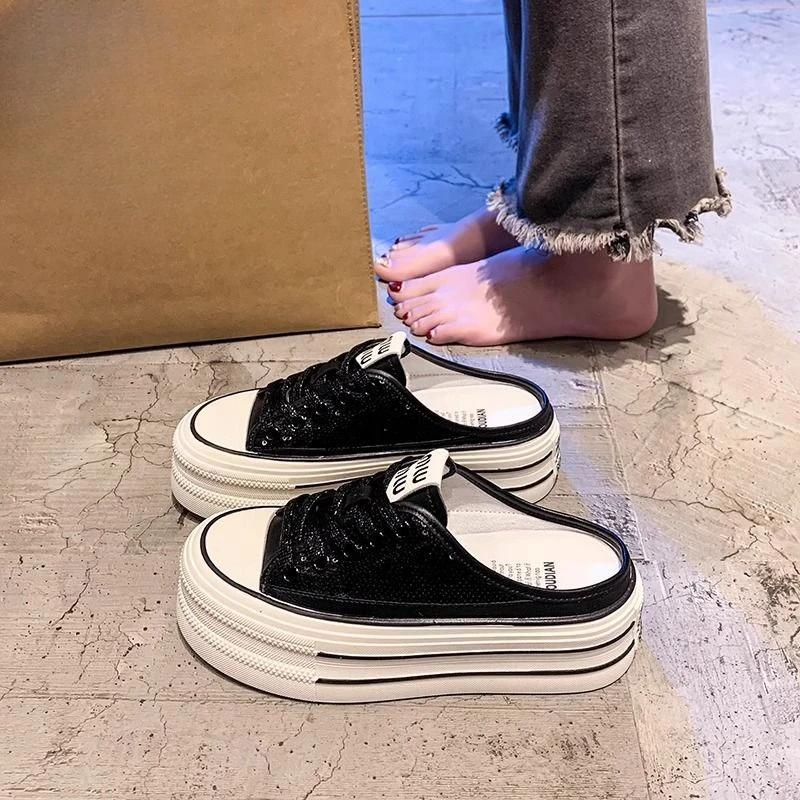 Woman Slippers Non Slip Slides Thick Sandals Height Shoes for Women Platform Normal 2024 Luxury Summer Sale Natural Skin Unique