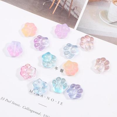 10 st 13*14 mm Kristall Katttass Tillbehör Färgglada Gradient Glas Hänge För Smycken Göra DIY Charm dekorationer
