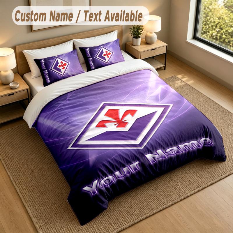 3Pcs Bedding Set Custom Name Text, 1 Sheet 2 Pillowcases Home Bed DecorFiorentina FC