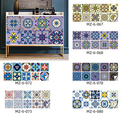 28 Styles Colorful Retro Tiles Wall Sticker Matte Film Kitchen Backsplash Wardrobe Home Decor Peel Stick Art Wall Decals