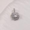 Luxury Silver Flower Pendant with Large Round Cubic Zirconia and Diamond Accents - Versatile Clavicle Chain Accessory