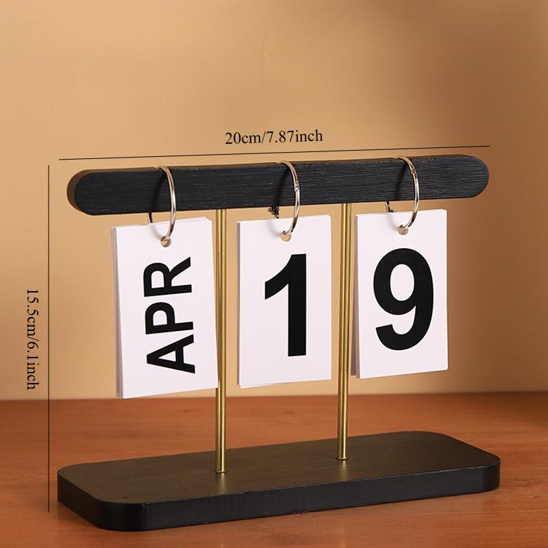 1PC Wooden Flip Calendar Desk Calendar Home Decoration Living Room Porch Office Desktop Wine Cabinet Decoration