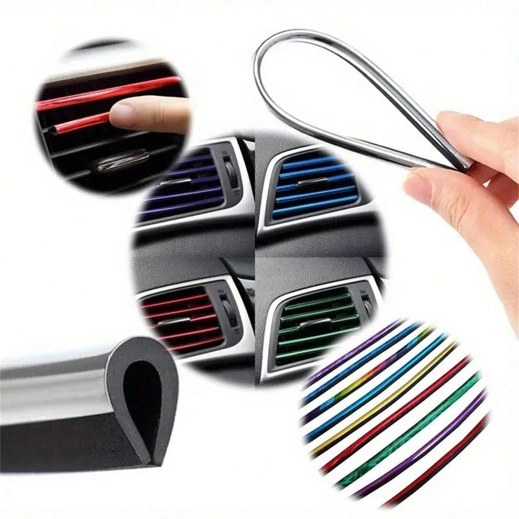 10pcs 7.87 Inches Fit For Car Air Conditioner Outlet, Decorative U-Shaped Molding, Car Styling Door Edge Corner Protector