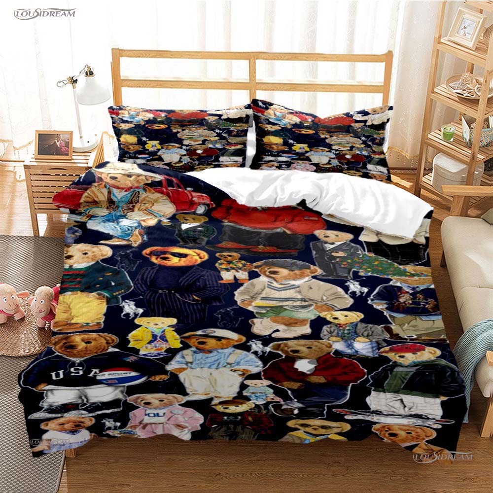 Fashion Bear Casal All Season Duvet Cover Comforter Bedding Set Soft Quilt Cover and Pillowcases Teens Single/Double/Queen/King