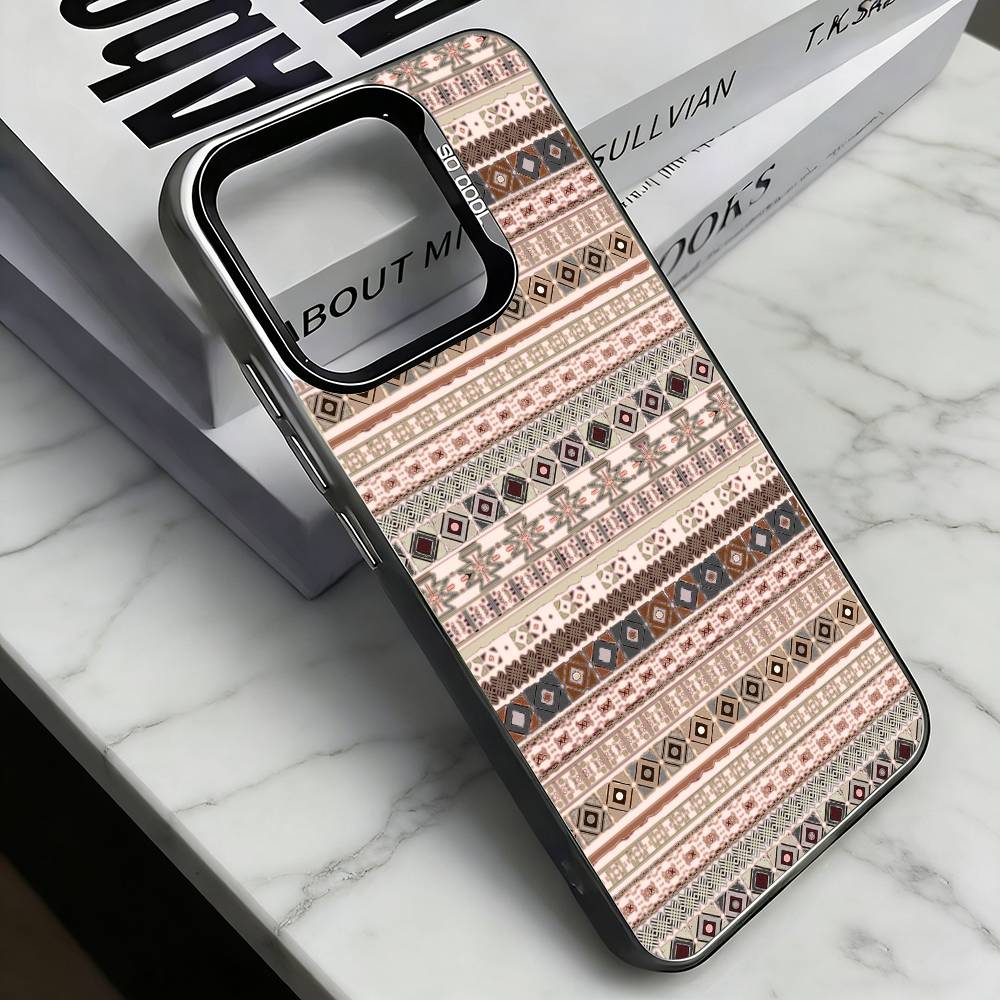 

B-Boho PrintPattern Phone Case For iPhone 17,16,15,14,13,12,11 Plus,Pro Max,XS,Colorful Silver Phone case Funda Cover iPhone17