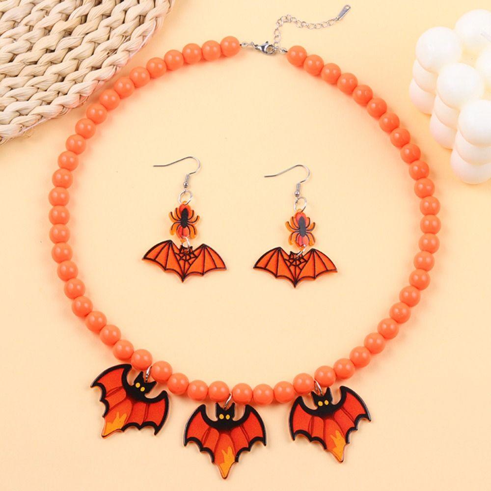 Acrylic Halloween Jewelry Sets Adjustable Choker Necklace Earring Set Beach Vacation Accessories