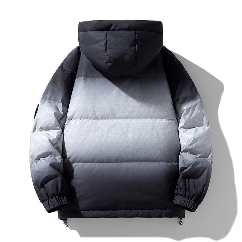 Gradual Change Color Loose Casual Fashion Trendy Versatile Winter New Men's and Women's Hooded White Duck Down Jacket