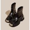 Scarpe Femminili 2025 Alta Qualità Zip Stivali da Donna Primavera Punta Rotonda Tinta Unita Gambale Corto Tacco Medio Impermeabili Stivali Britannici Zapatos