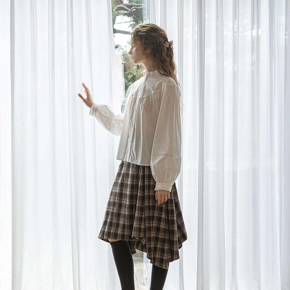 Peulaudeumali Pm_Autumn Lattice Skirt_Brown