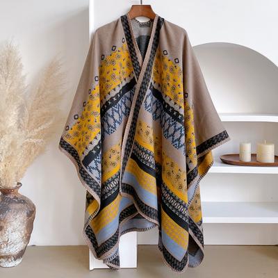 Sciarpa Invernale di Lusso da Donna in Cashmere - Modello Vintage All-over Stampato con Frange, Coperta Pashmina & Bandana