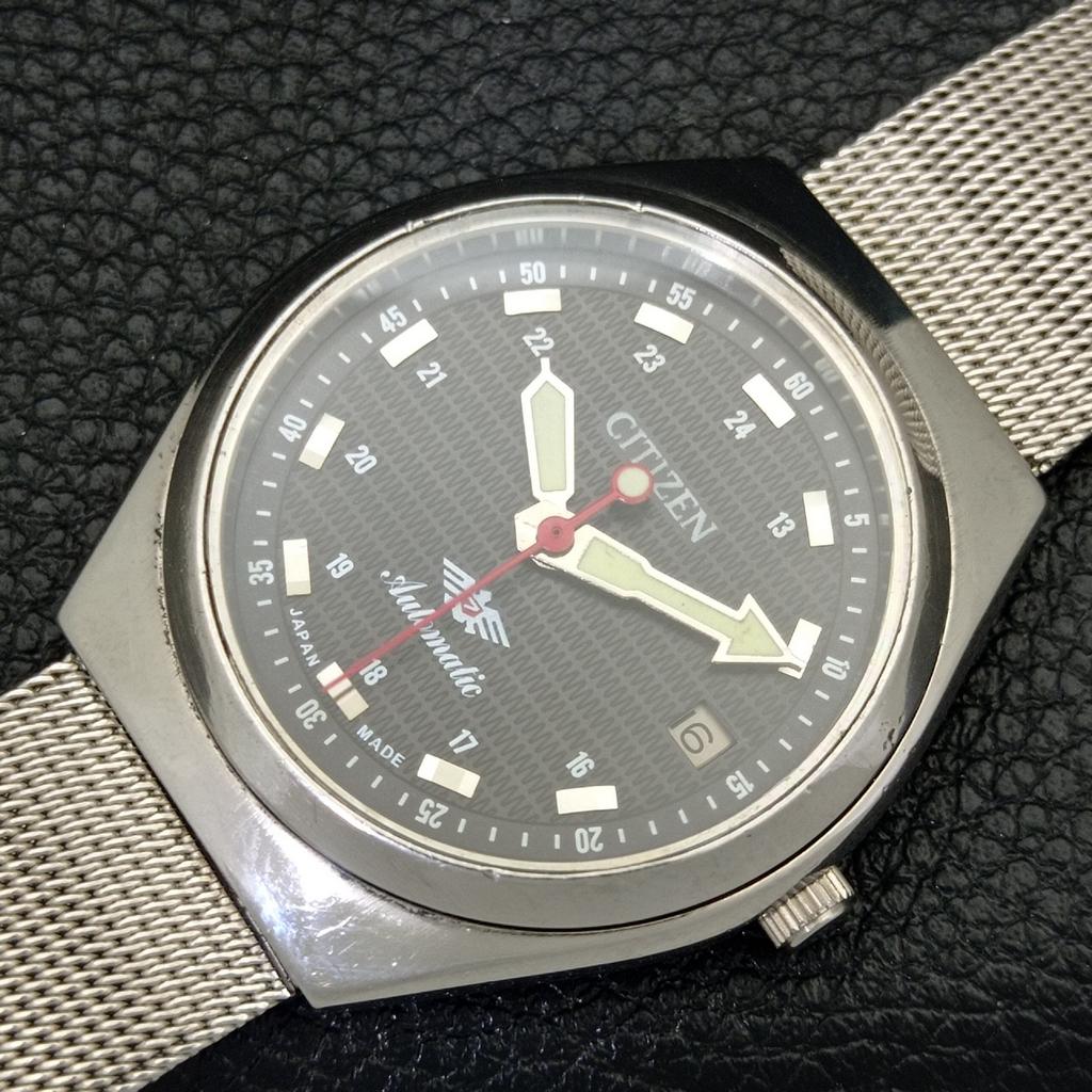 VINTAGE CITIZEN AUTOMATIC 8200 JAPAN MENS DATE BLACK COLOR DIAL WATCH a500213-2 R151b-a500213