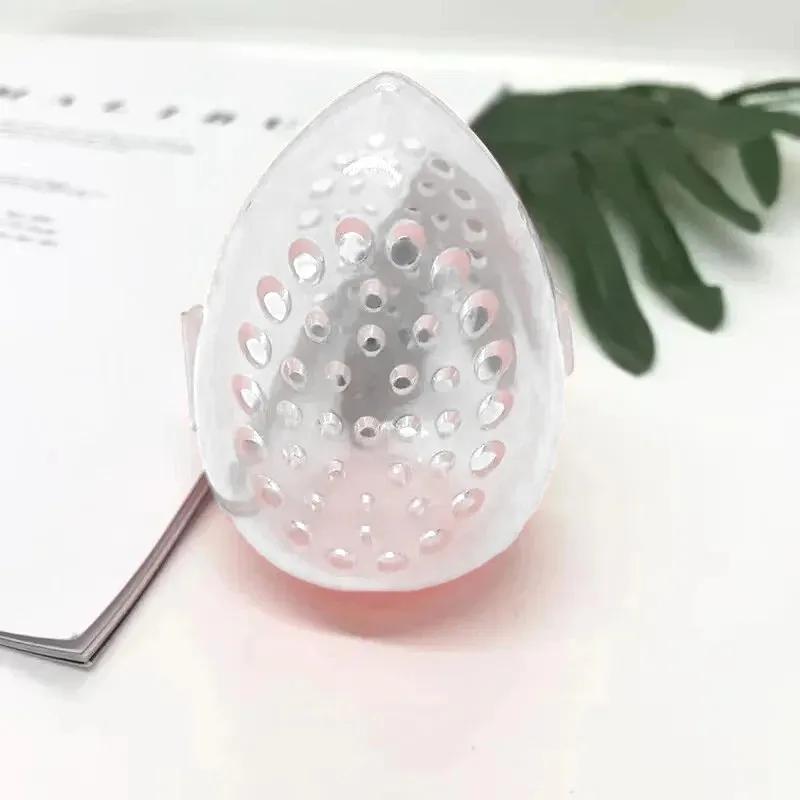 Empty Makeup Sponge Storage Box Plastic Egg Shaped Cosmetic Puff Organizer Rack Portable Makeup Blender Holder Stand Drying Box