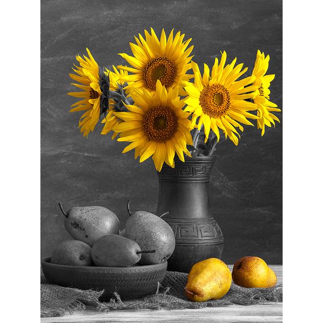 Graue Serie von Pflanzenblumen, dekoratives Gemälde, Sonnenblumen-Ölgemälde, Poster, Sofa, Wandhintergrund, Kunst, Leinwand, hängendes Gemälde