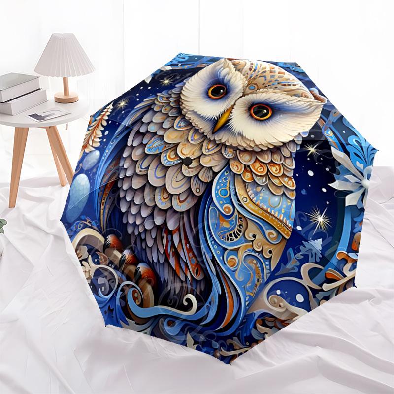 1PC Winter Fantasy Automatic Folding Umbrella - Compact 8-Rib Design, Durable Plastic & Iron, Lightweight for Outdoor Daily Use, Festive Gift028