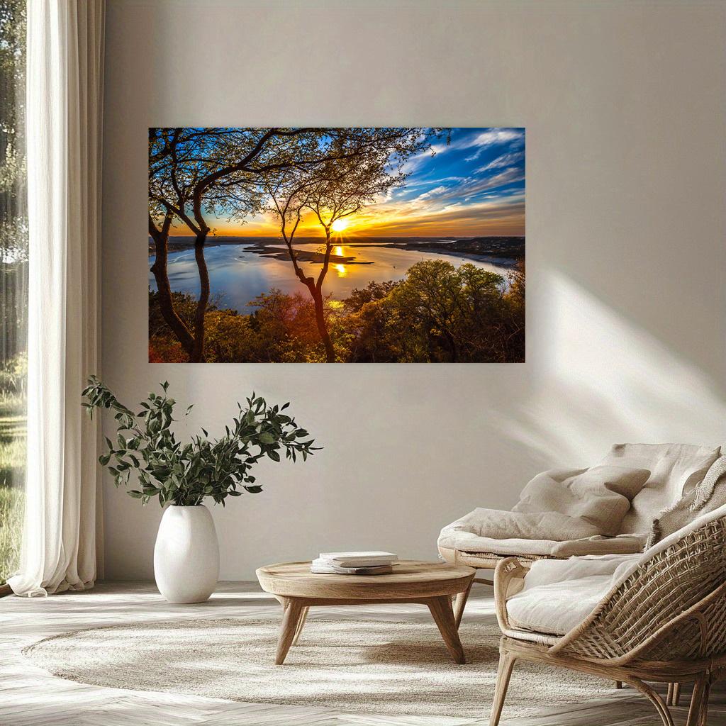 Sunrise Forest Wall Art Canvas Painting Modern Natural Landscape Posters and Prints Wall Pictures for Living Room Home Decor