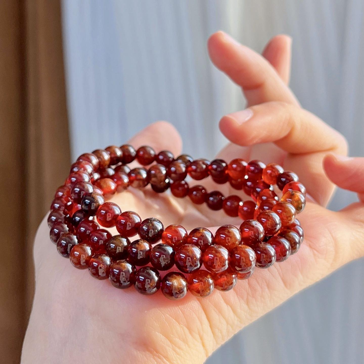 Natural Orange Garnet Multi-Circle Lazy Bracelet