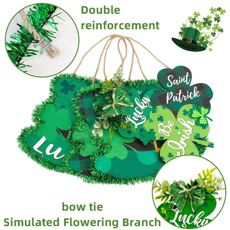 SaintPatricks Festival Pendant Shamrock Door Sign Hanging Signs Front Door Porch Board House Decoration Holiday Supply