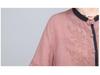 Summer 2025 Retro Embroidered Ramie Blouse: Women's Chic Color Block Age-Reducing Shirt