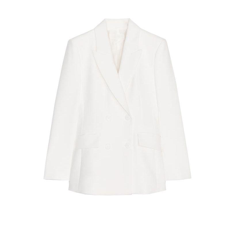 Lapel Long Sleeves with Padded Shoulder Double Breasted Suit Outwear 2205597 High Waist Ankle Pants 2199597