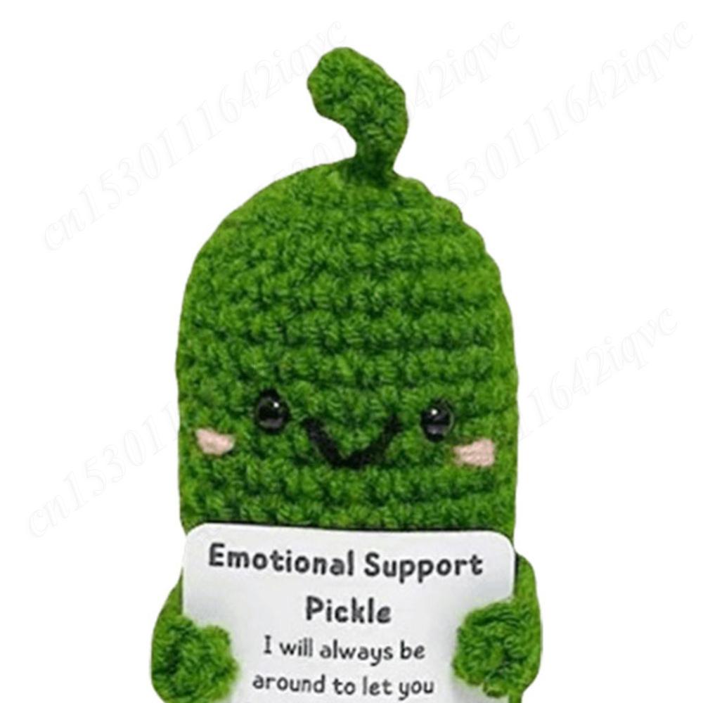 Cute Crochet Christmas Pickle Knitting Doll Positive Potato Pickle Handmade Emotional Support Pickled Cucumber Gift Crochet Doll