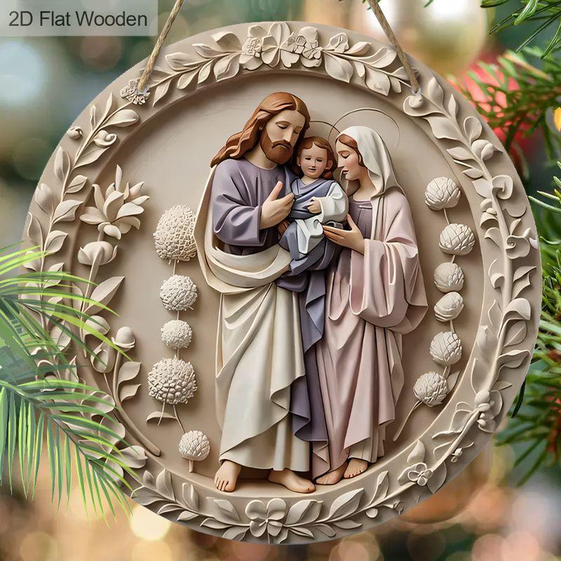 

Подвеска «Святая ночь», украшение для стен или дверей дома, плоская деревянная 2D, рождественское украшение, подарки для друзей и семьи 2D,Style1,1pc