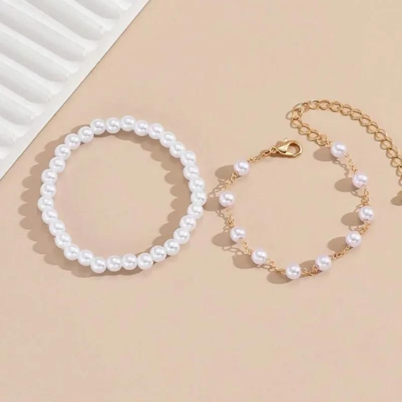 Double Layer Simulated Zircon Beads Chain Bracelet For Women Elegant  Zircon 2025 Trend