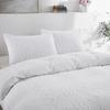White Duvet Cover Queen Boho Tufted Microfiber Bedding Set for All Seasons, Embroidery Shabby Chic Comforter Covers with Zipper