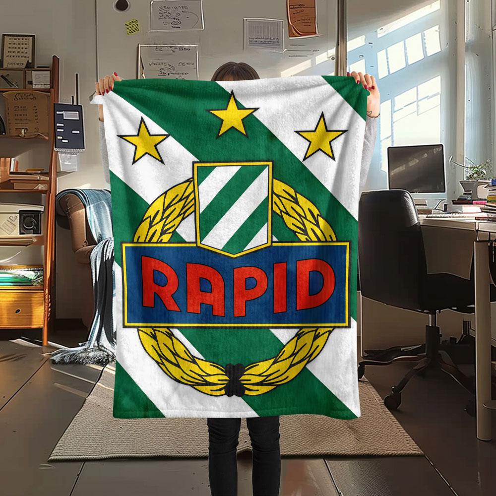 Coperta in Flanella Logo Rapid Wien, Alta Qualità, Confortevole per Tutte le Stagioni, Decorazione per la Casa, Calore e Comfort