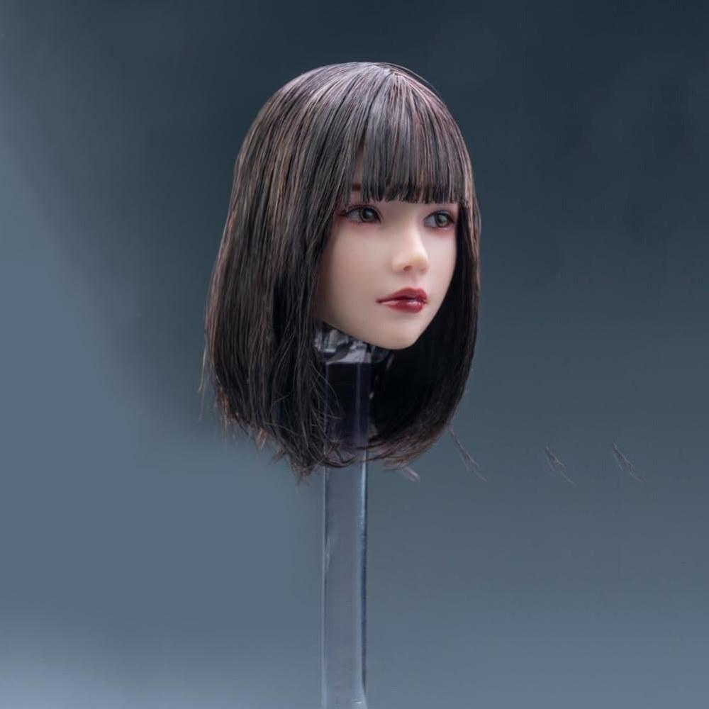 Fremego 1/6 Scale Female Head Sculpt Short Hair Beauty Girl Head Carving for Action Figure Body Collection 12-inch