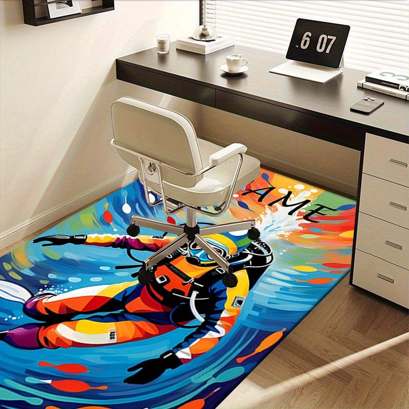 Diver, Colorful, Underwater Office Carpet Soft Polyester Entrance Carpet Washable Non slip Machine W
