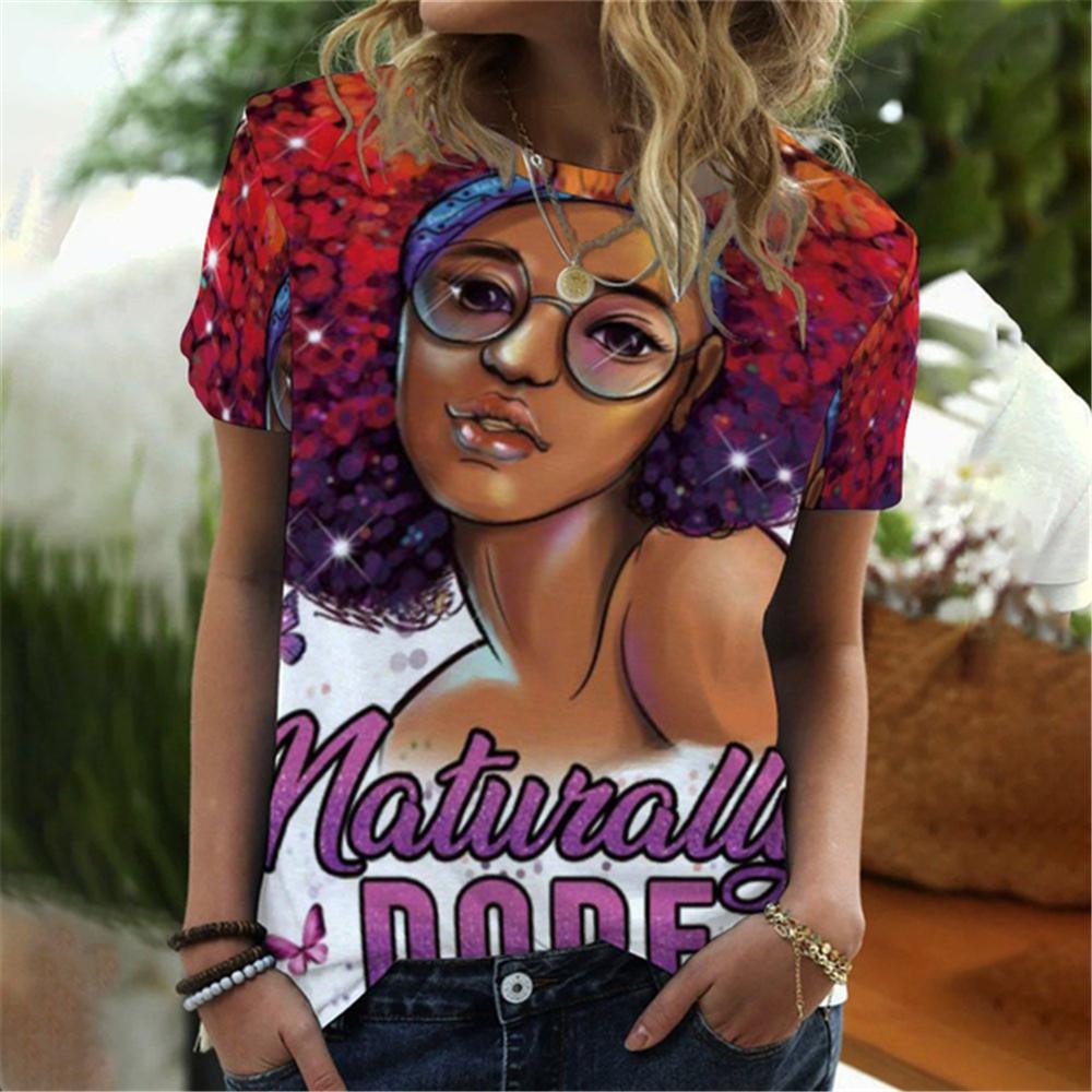 New African Girl Sexy 3D Print Women's T-Shirts Summer O-Neck Short Sleeve T Shirt Y2k Harajuku Tees Casual Tops Female Clothing