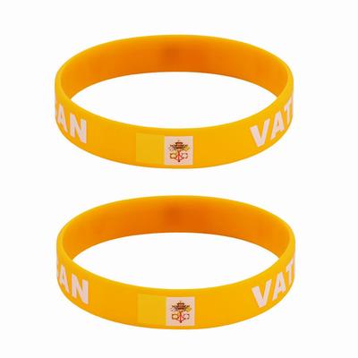 2pcs Vatican Flag Silicone Bracelets Sport Game Wristbands National Flags Wrist Strap for Men Women Motivational Rubber Band Fashion Accessories Gifts