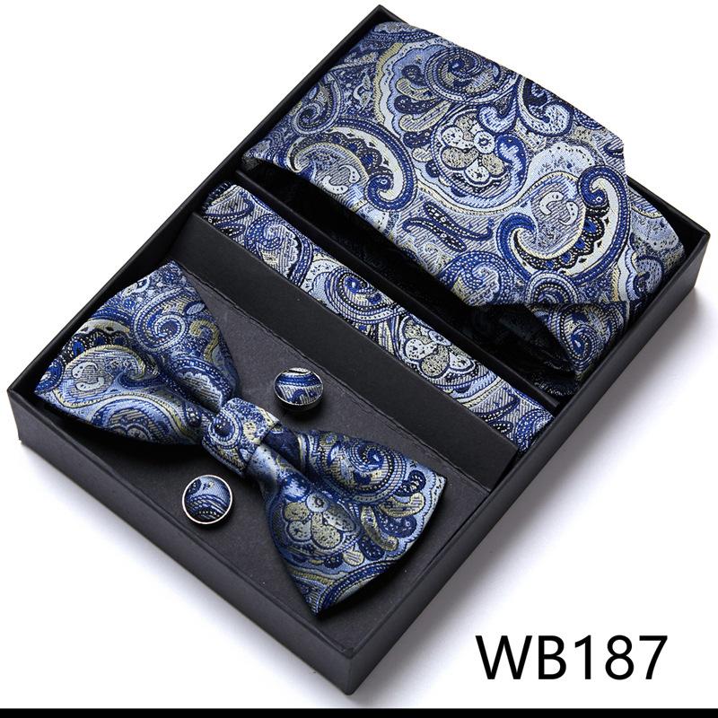 Conjunto de Corbata y Pajarita para Hombre Caja de Regalo Conjunto de 6 Piezas Corbata de Grupo Vestido de Negocios Corbata de Boda