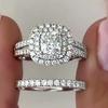 Luxury AAAAA-grade Cubic Zirconia Ring Set, Party Wedding Rings, Women’s Bridal Commitment and Engagement Jewellery