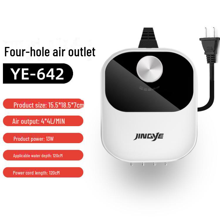 Jingye Stille Vierkoppige Zuurstofpomp voor Aquaria en Vijvers