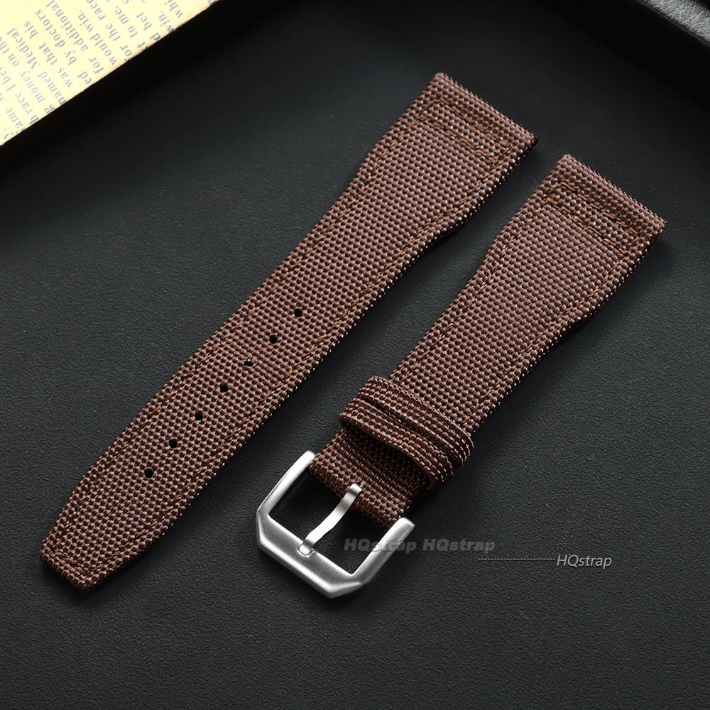 

Nylon Canvas Watch Strap for IWC Pilot 20mm 21mm 22mm for Military Sailcloth Watch Straps Universal Replacement Sport Bracelet 21mm&no logo коричневий
