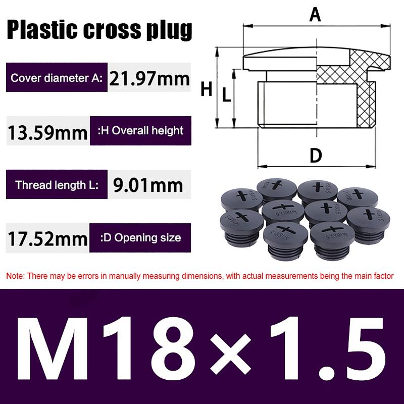 10Pcs Cross Shaped Plastic Plugs Nylon Waterproof High Quality Threaded Hole Plugs M16X1.5 M18X1.5 M20X1.5 M22X1.5 M25X1.5
