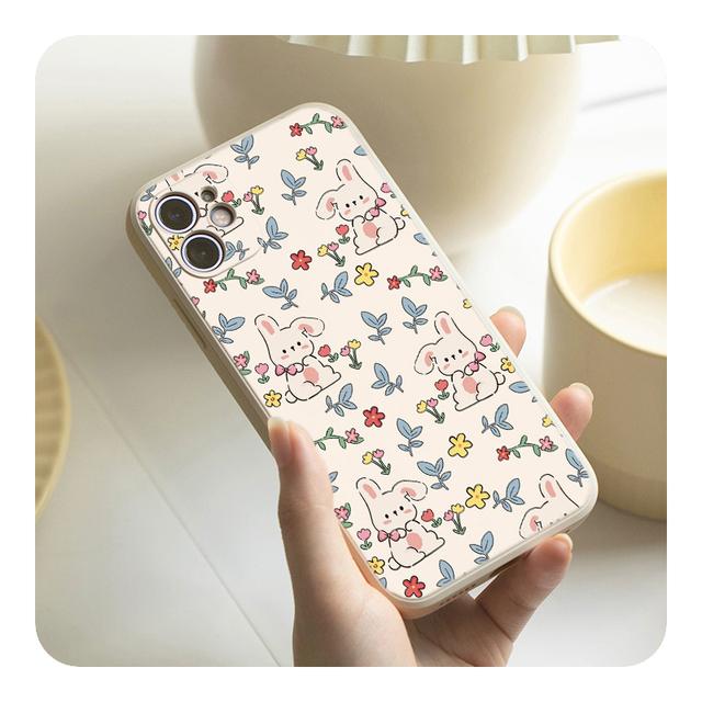 

Милый чехол с цветочным кроликом для Iphone 14pro Plus 13 11 12mini, роскошный противоударный мягкий силиконовый чехол для Iphone 11pro Max Capinha For iphone 11