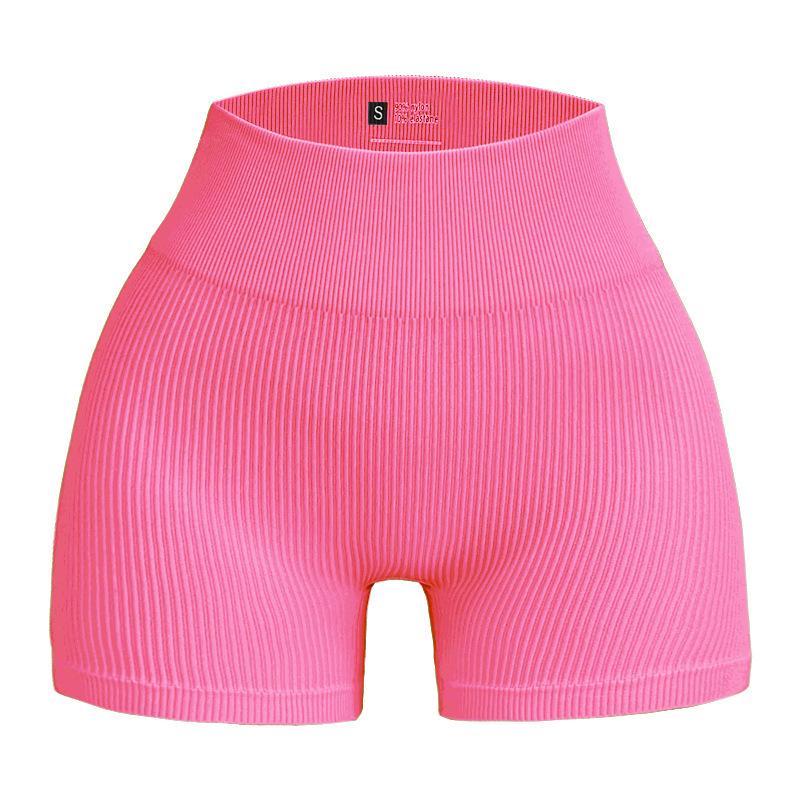 Women's High-Waisted Seamless Ribbed Yoga Shorts - Summer Elastic Three-Point Fit, Hip-Lifting Sportswear