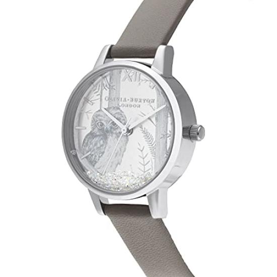 OLIVIA BURTON Vegan London Clay Silver Snow Globe Watch OB16SG10 Women's & [Used]